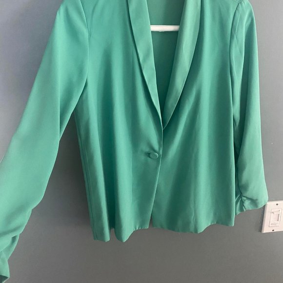 Topshop Green One Button Blazer - Picture 2 of 3